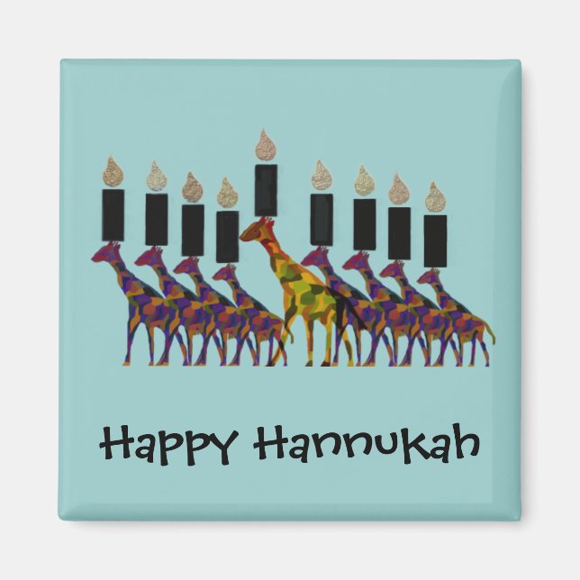 Giraffe Hannukah Menorah Magnets (Devant)