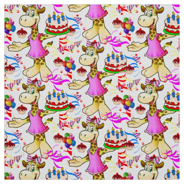 Giraffe Happy Birthday Cake Stoff (Muster)