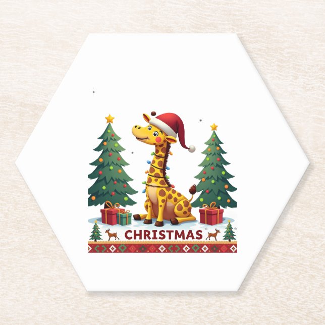 Giraffe hässliche Weihnachtspullover lustige Santa Untersetzer (Vorderseite)