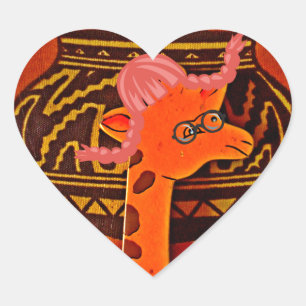 Giraffe Hat Art Print Herz-Aufkleber
