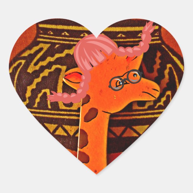 Giraffe Hat Art Print Herz-Aufkleber (Vorderseite)
