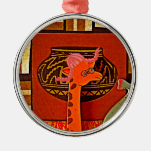 Giraffe Hat Art Print Ornament Aus Metall