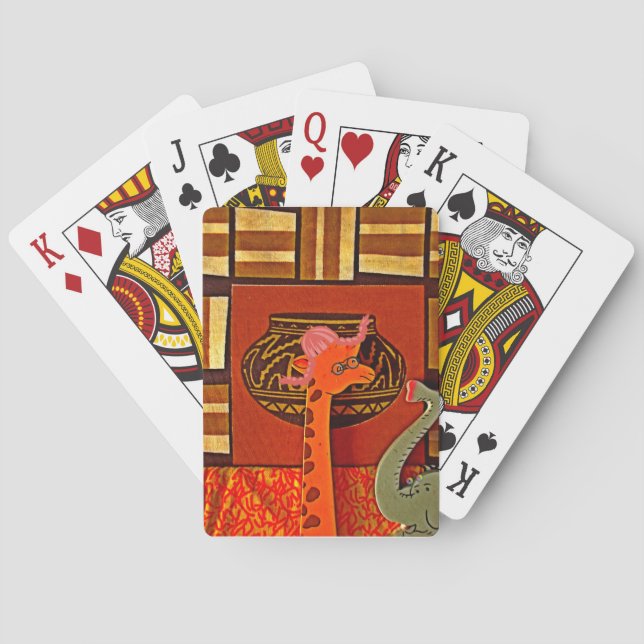 Giraffe Hat Art Print Spielkarten (Rückseite)