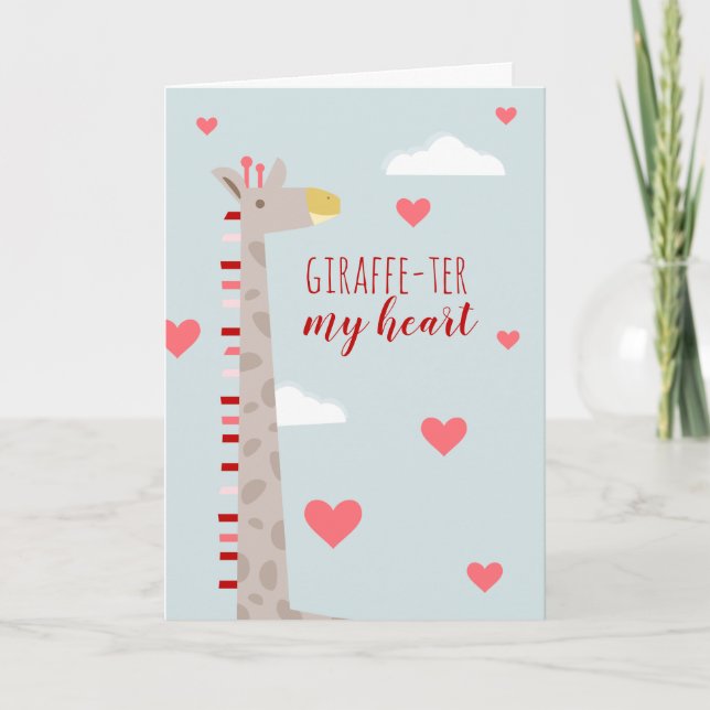 Giraffe Heart Valentine Pun Karte (Vorderseite)