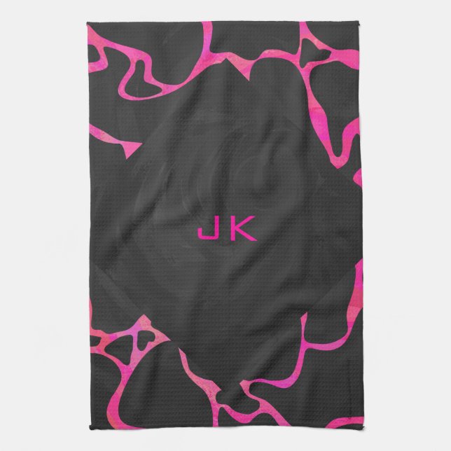 Giraffe Heiß rosa und Schwarz Handtuch (Vertikal)
