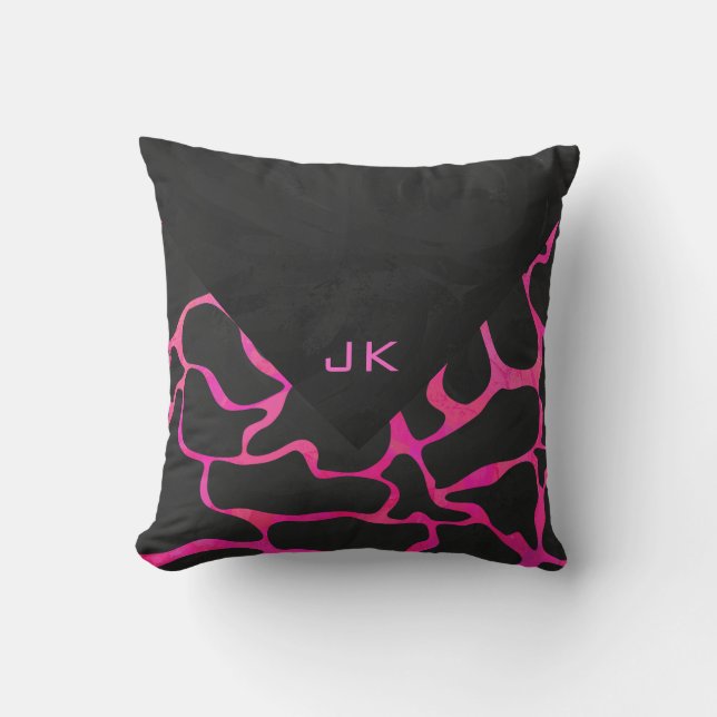 Giraffe Heiß rosa und Schwarz Kissen (Vorderseite)