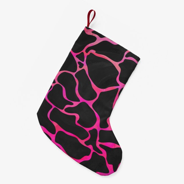Giraffe Heiß rosa und Schwarz Kleiner Weihnachtsstrumpf (Vorderansicht (hängend))