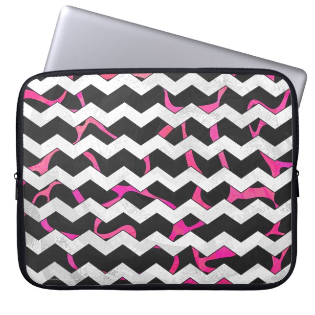 Giraffe Heiß rosa und Schwarz Laptopschutzhülle (Vorderseite)