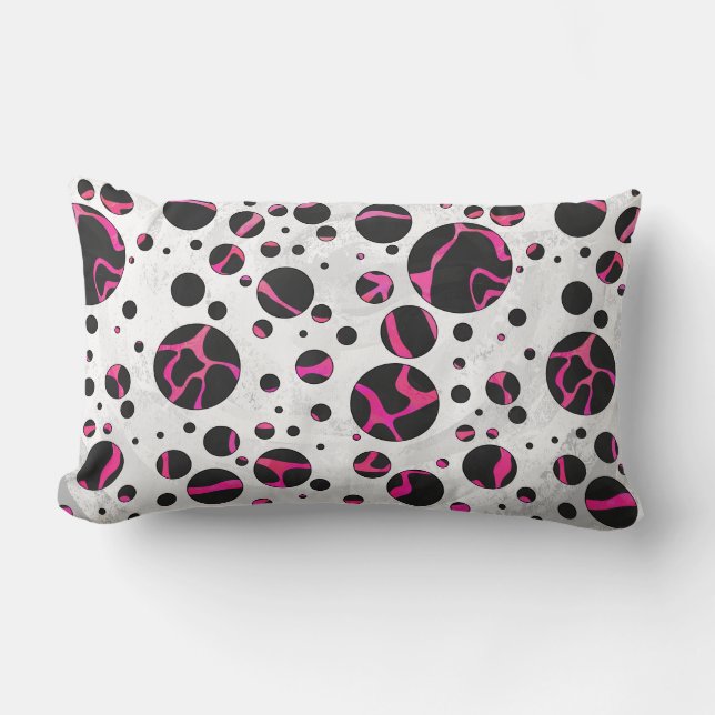 Giraffe Heiß rosa und Schwarz Lendenkissen (Vorderseite)