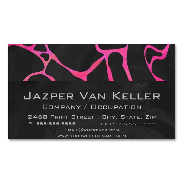 Giraffe Heiß rosa und Schwarz Magnetische Visitenkarte (Vorderseite)