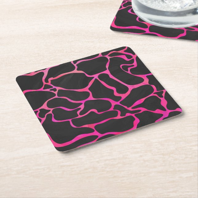 Giraffe Heiß rosa und Schwarz Rechteckiger Pappuntersetzer (angewinkelt)