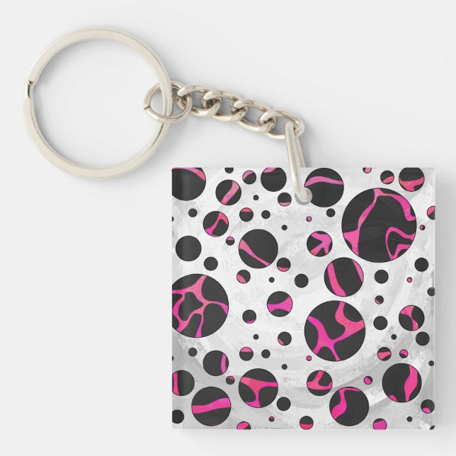 Giraffe Heiß rosa und Schwarz Schlüsselanhänger (Vorderseite)