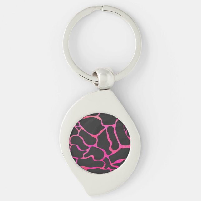 Giraffe Heiß rosa und Schwarz Schlüsselanhänger (Vorderseite)