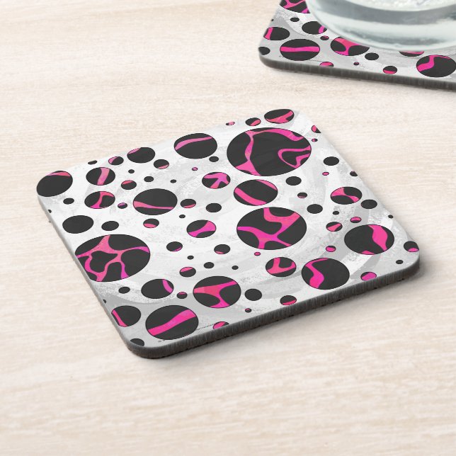 Giraffe Heiß rosa und Schwarz Untersetzer (Linke Seite)