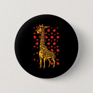 Giraffe Herz Gles Süßer Valentinstag Tierliebe Button