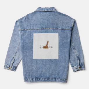 Giraffe-Herzschlag Vintage-Gravur-Shirt-Design_1 Jeansjacke