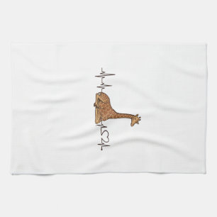 Giraffe-Herzschlag Vintage-Schriftzug-Shirt-Design Geschirrtuch
