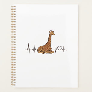 Giraffe-Herzschlag Vintage-Schriftzug-Shirt-Design Planer