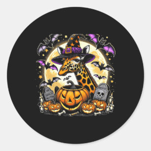 Giraffe Hexenmeister Halloween - Spooky Pumpkin Ar Runder Aufkleber