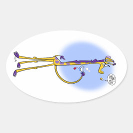 GIRAFFE & HONEYBEE TEA von Jeff Willis Ovaler Aufkleber