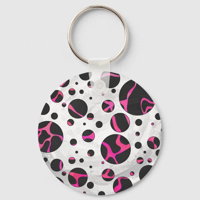 Giraffe Hot Pink and Black Print Schlüsselanhänger (Vorderseite)