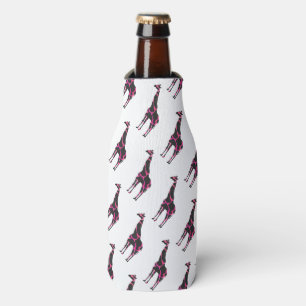 Giraffe Hot Pink und Black Silhouette Flaschenkühler