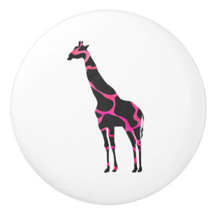 Giraffe Hot Pink und Black Silhouette Keramikknauf