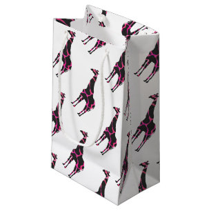 Giraffe Hot Pink und Black Silhouette Kleine Geschenktüte