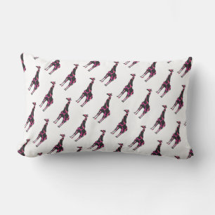 Giraffe Hot Pink und Black Silhouette Lendenkissen