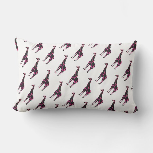 Giraffe Hot Pink und Black Silhouette Lendenkissen (Vorderseite)