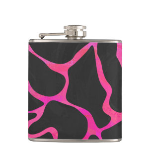 Giraffe Hot Pink und Schwarz Druck Flachmann