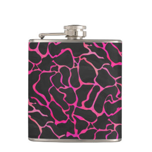 Giraffe Hot Pink und Schwarz Druck Flachmann