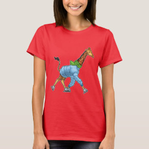 Giraffe Ice Skaten Ice Skate T-Shirt