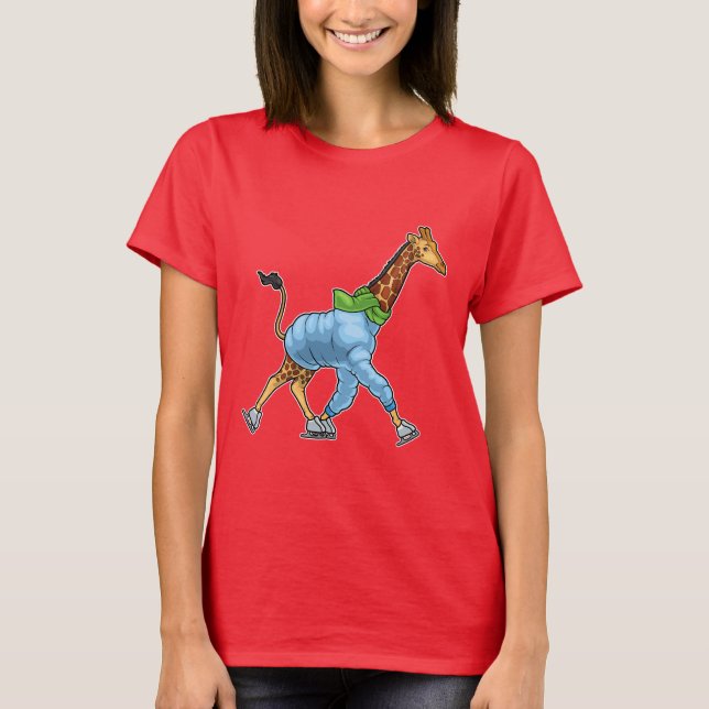 Giraffe Ice Skaten Ice Skate T-Shirt (Vorderseite)