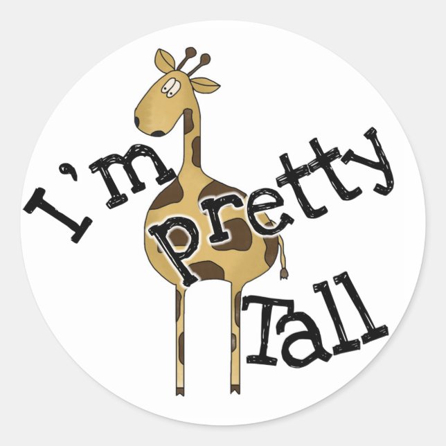 Giraffe Ich bin Hübsch groß Runder Aufkleber (Vorderseite)