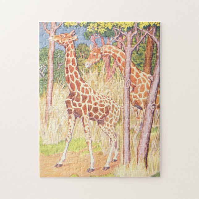 Giraffe Illustration Vintagen Kinderbuch (Vertikal)