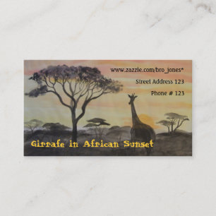 Giraffe im afrikanischen Sonnenuntergang Visitenkarte