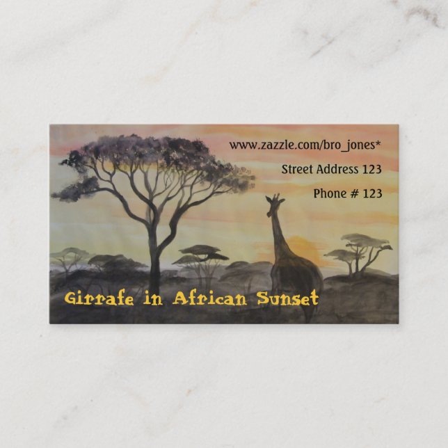Giraffe im afrikanischen Sonnenuntergang Visitenkarte (Vorderseite)