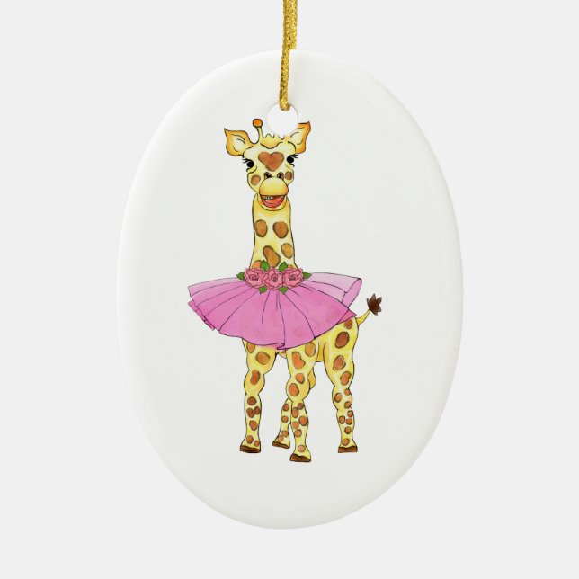 Giraffe im Ballettröckchen Keramikornament (Vorne)