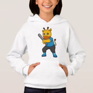 Giraffe im Baseball mit Baseballschläger Hoodie