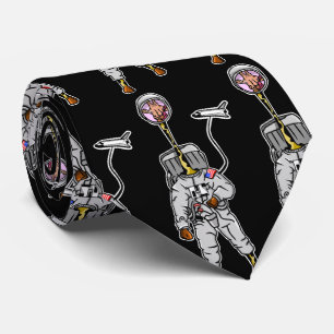 Giraffe im Weltraum lustige Astronautin Krawatte