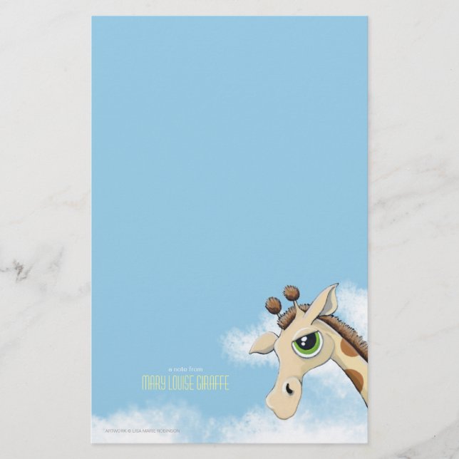 Giraffe im Wolken Personalizable Anmerkungs-Papier Briefpapier (Vorderseite)