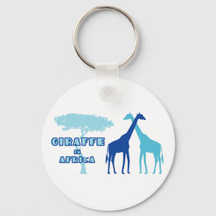 Giraffe in Afrika (blau) Schlüsselanhänger