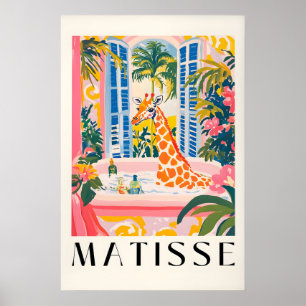 Giraffe in Badewanne Druck Lustiger Matisse Stil Poster