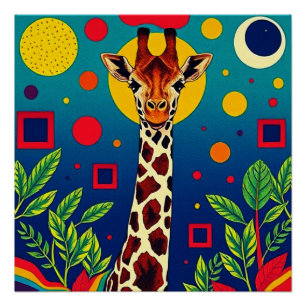 Giraffe in Blätter Poster