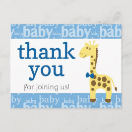 Giraffe in Blue Bow Baby Shower für Junge Danke Postkarte