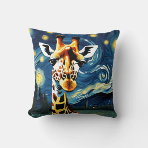 Giraffe in der Sternennacht Kissen