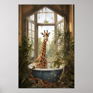 Giraffe in der Wanne Blumen Badezimmer Druck, Bota Poster