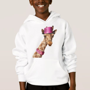 Giraffe in einem funkelnd rosa Hut Hoodie