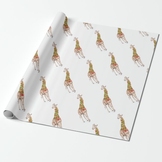 Giraffe in einem Schal Geschenkpapier (Ungerollt)